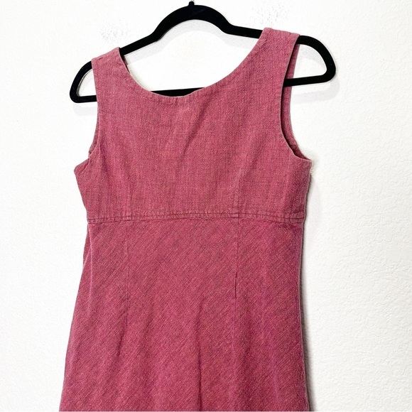 Isabella Bird Linen 90s Vintage Midi Tank Dress Empire Waist Phoebe Friends - Picture 5 of 10
